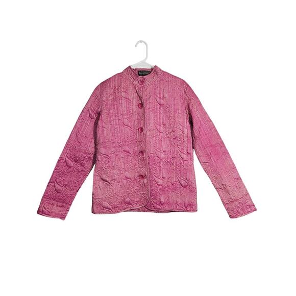 Vintage Donna Sharp Pink Quilted Button Up Jacket Size Large Lightweight - Picture 1 of 6